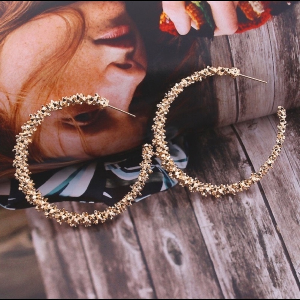 Gold Textured Hoops